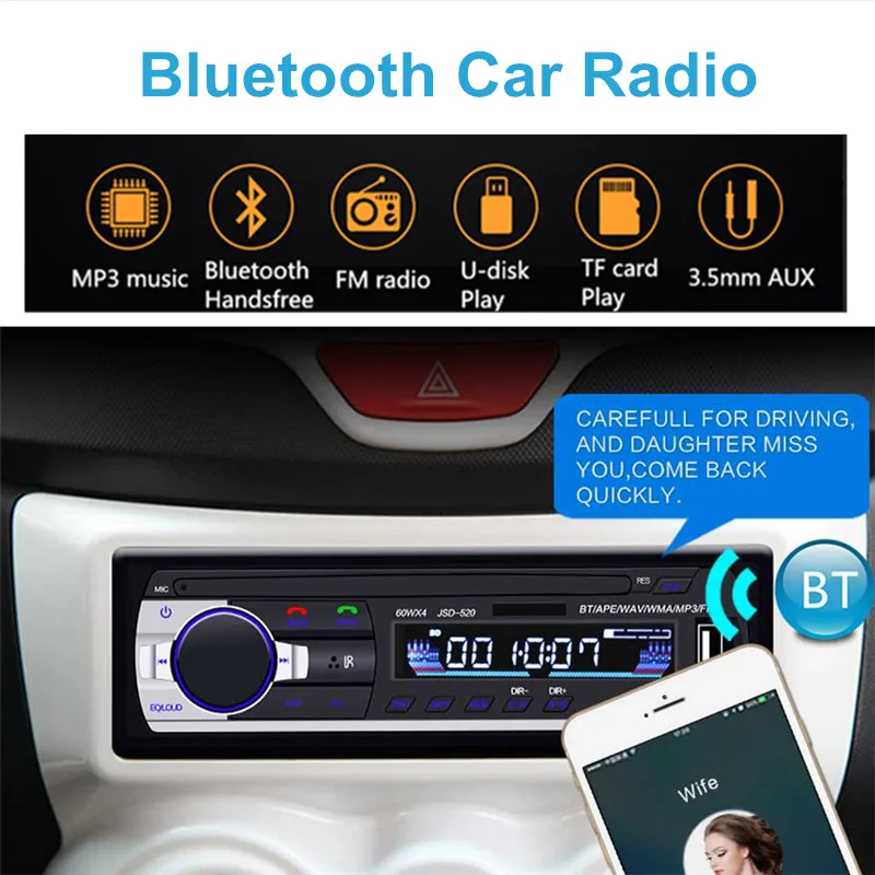 1 Din стерео Bluetooth радио mp3 плеер автомобильный комплект громкой связи беспроводной