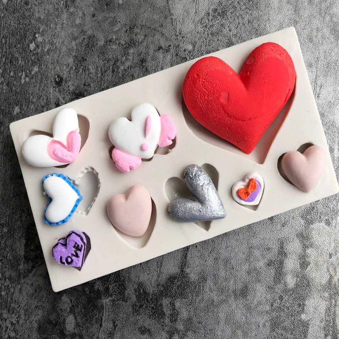 1Pc Heart shaped DIY Sugarcraft plastic fondant silicone cake molds