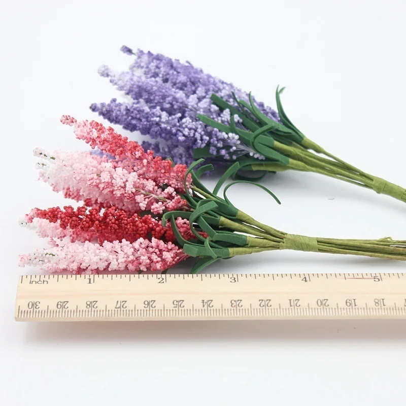 10pcs/Lot  PE foam lavender Bouquet wedding home decor accessories for fake floristics vases diy wreath Artificial flowers