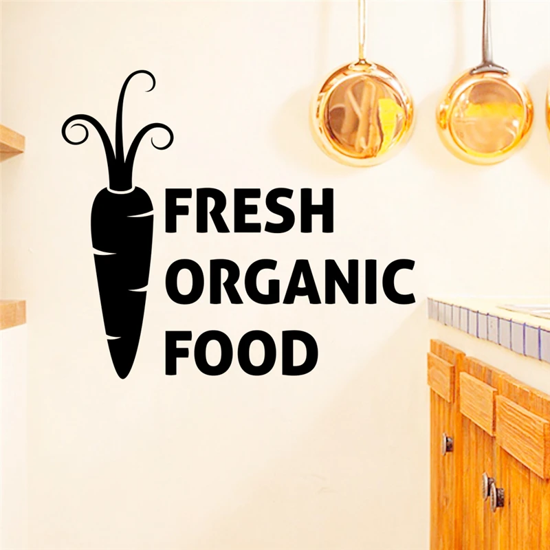

creative fresh organic food letters black wall decals kitchen home decor carrot pattern wall stickers vinyl wallpaper diy poster