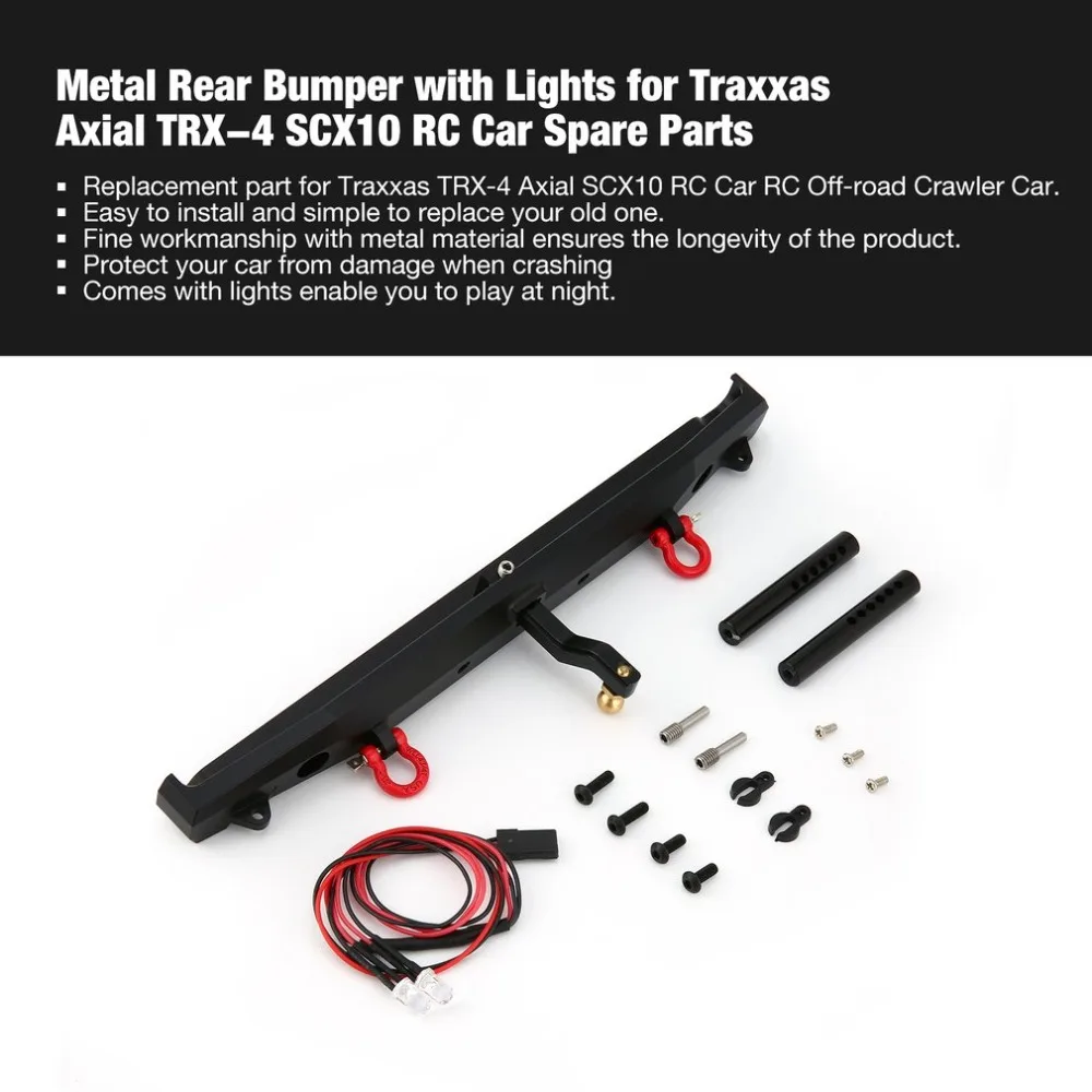 

Metal Steel Rear Bumper with LED Lights for Traxxas Axial SCX10 RC Off-road Crawler Car Spare Parts Accessories Component