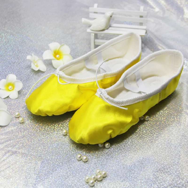 

Golden Yellow Canvas Soft Satin Professional Yoga Ballet Shoes Adults Ballerina Teacher Practice Dancing Performance Slipper
