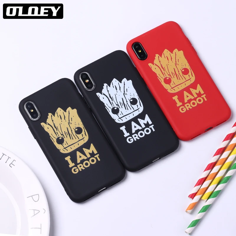 

Cartoon Guardians of the Groot Tree Man Soft Silicone Candy Case Coque For iPhone 6 6S 5S SE 8 8Plus X XR 7 7Plus XS Max