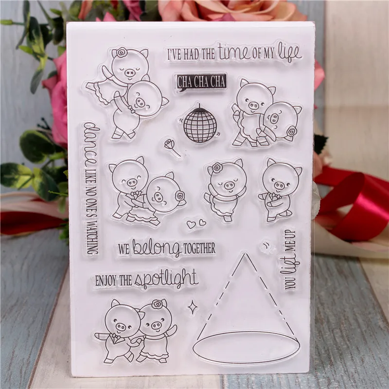 

Rubber Silicone Clear Stamps for Scrapbooking Tampons Transparents Seal Background Stamp Card Making Diy Cartoon animal pig