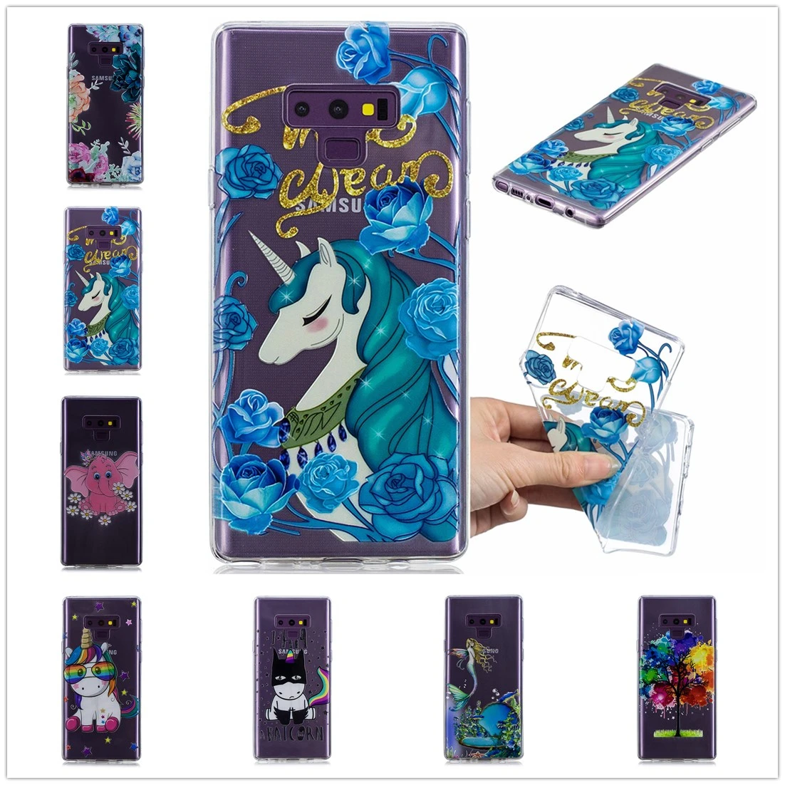 

Note 9 6.4 inch Case for Samsung A9 2018 Case A6 A8 Cover Transparent Case for Samsung Galaxy S9 S8 Plus Cartoon Animal Fundas