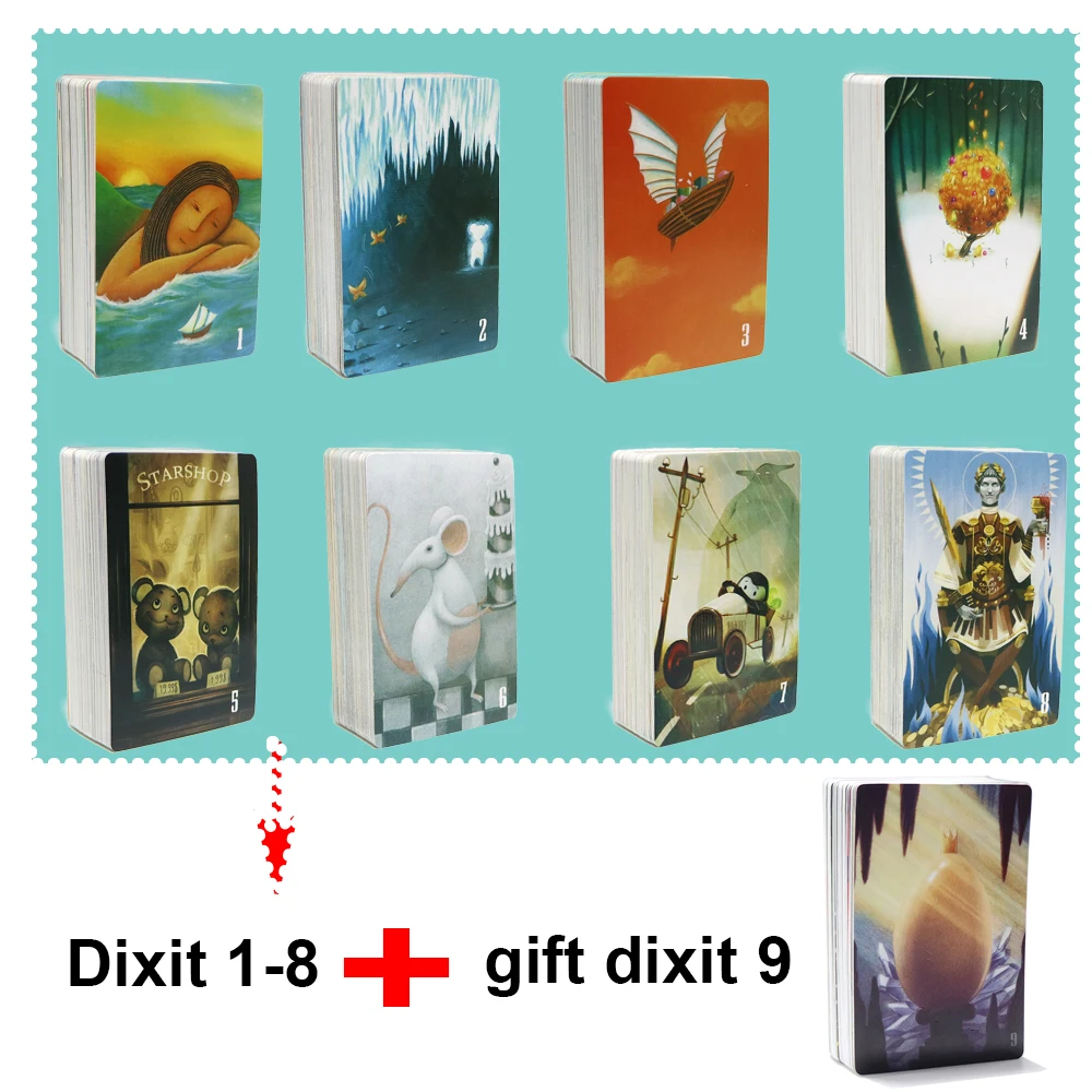 Английская версия, dixit 1, 2, 3, 4, 5, 6, 7, 8, настольная игра, деревянный кролик, развивающие игрушки для детей, для дома, вечерние, веселые карты, игра