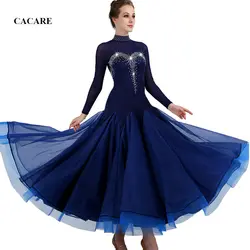Новинка, платья для участия в конкурсах бального танца, стандартные танцевальные платья бальное платье, для вальса платье D0341 синего цвета