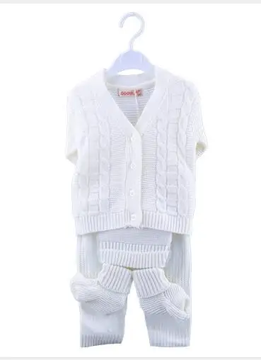 Goulfi/костюм для малышей Одежда для новорожденных девочек 4 предмета, вязаные свитера для маленьких мальчиков комплекты одежды для малышей Одежда для маленьких мальчиков и девочек - Цвет: White