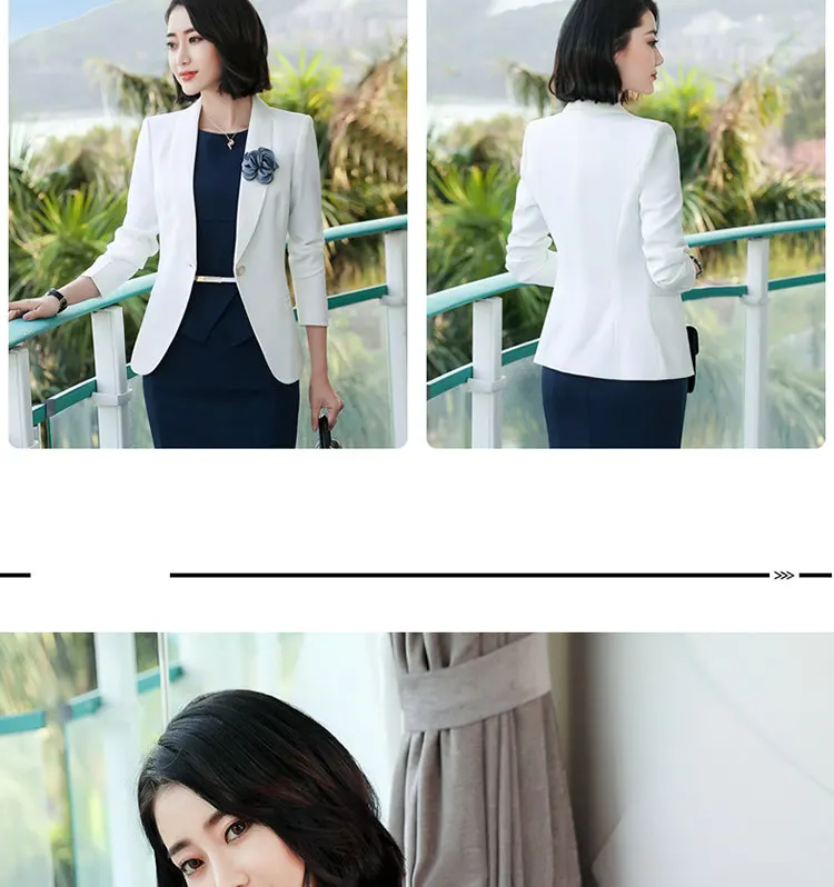 Office Ladies Dress Suit Long Sleeve Blazer Set For Businesss Women Formal 2 Piece Set Jackets and Dress Work Wear Dresses Suits