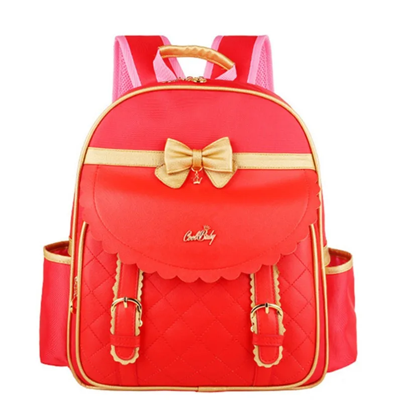 Children Kids Girls Princess Faux PU Leather Backpack Kid Pink Cute Bowknot Primary School Backpacks Daypack Mochila Bag
