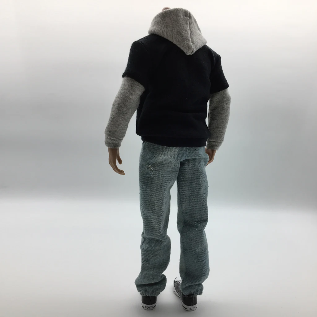 1/6 Men Long Sleeve Hoodie Denim Jeans  Canvas Shoes &Vest & Underwear Set for 12inch Action Figure Accessories