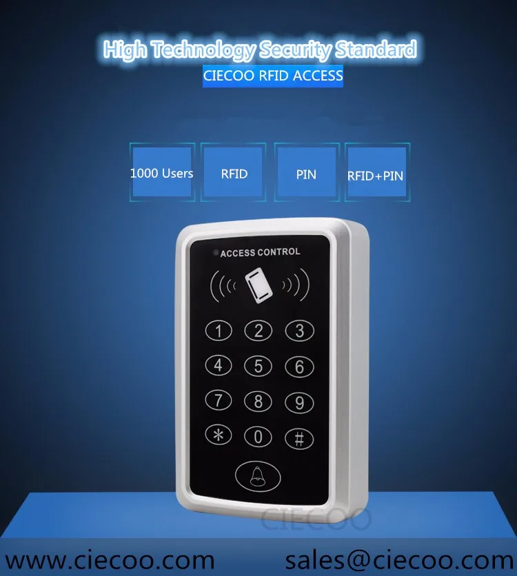 1000 пользователей RFID Card Reader 125 кГц двери контроллер доступа для одной двери с дверной звонок