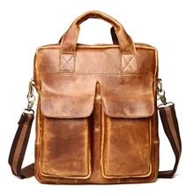 Винтажные мужские портфели из натуральной кожи, сумка для ноутбука 14 дюймов, Сумки Crazy Horse из воловьей кожи, повседневные мужские дорожные сумки через плечо, сумка через плечо