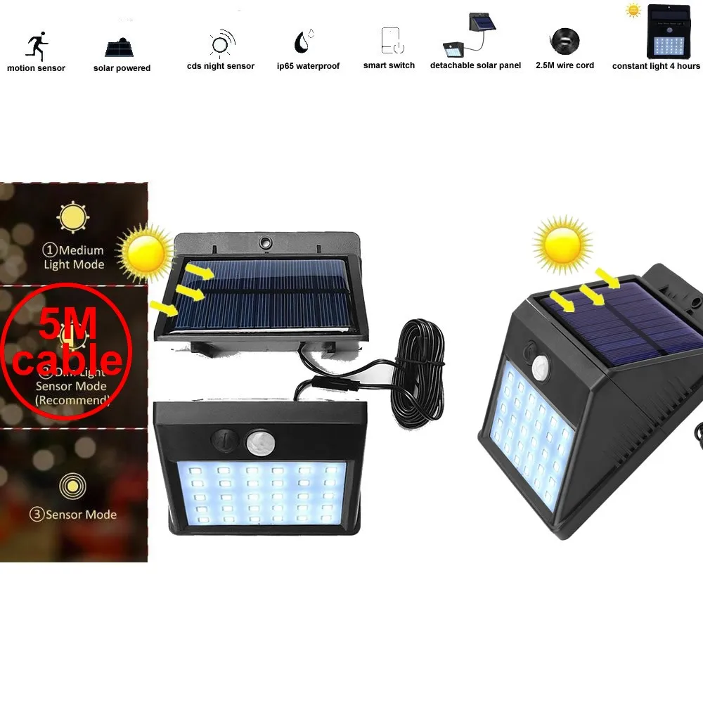 30 led Солнечный свет Сплит панель затемнения лампа для сада двора двери гаража патио фонарь безопасности ограждение для веранды Декор открытый 5