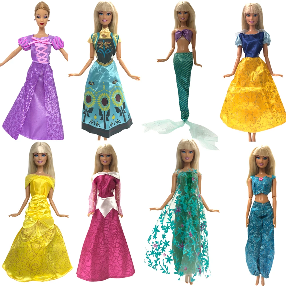 NK One Set Princess Doll Dress Similar Fairy Tale Mermaid Tail Wedding Dress Gown Party Outfit For Barbie Doll Accessories JJ