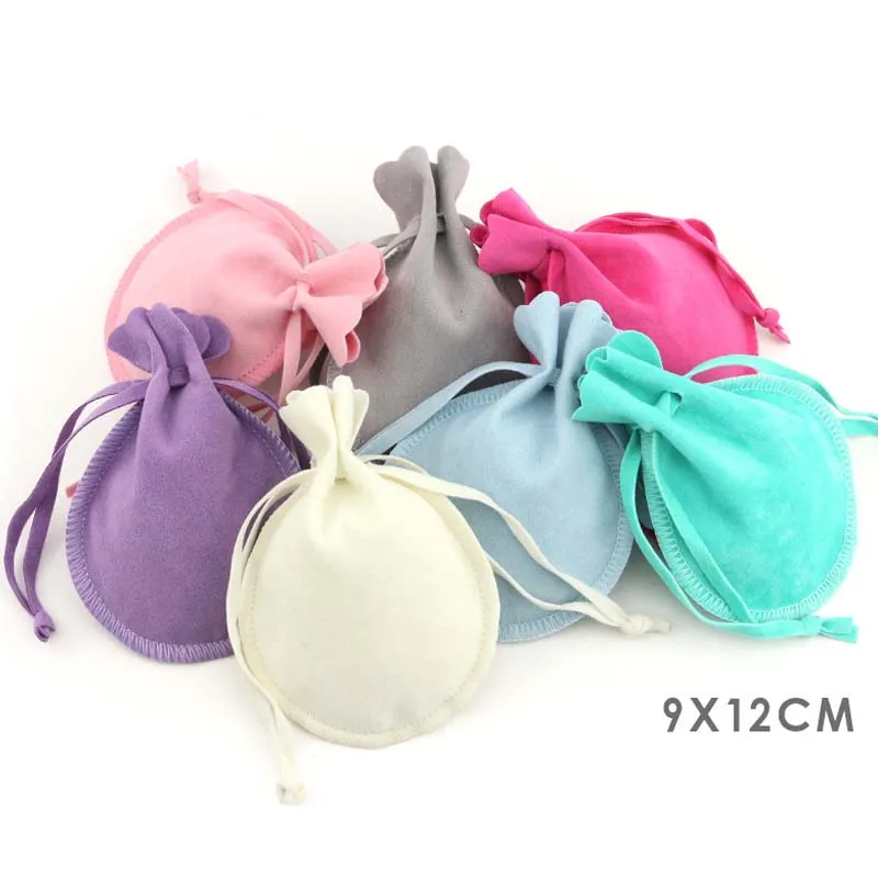 5pcs/lot 9x12cm Drawstring Jewelry Packaging Velvet Bags Calabash Shape