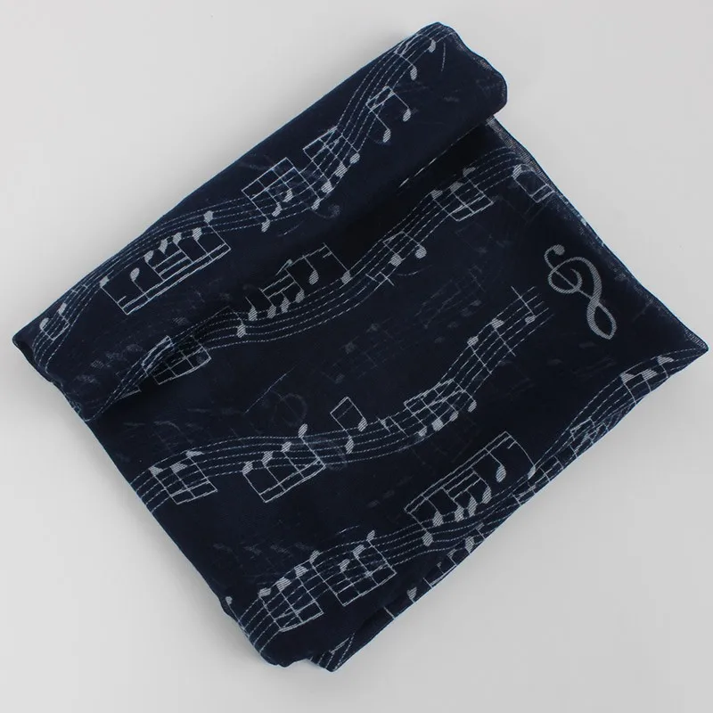 Женский темно-синий шарф с музыкальным знаком, женский шарф-петля, женский шарф-шаль, аксессуары для девочек