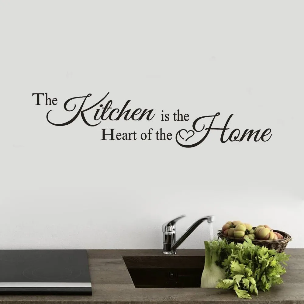 

New Kitchen is Heart of the Home Letter Pattern Wall Sticker PVC Removable Home Decor DIY Wall Art #YY