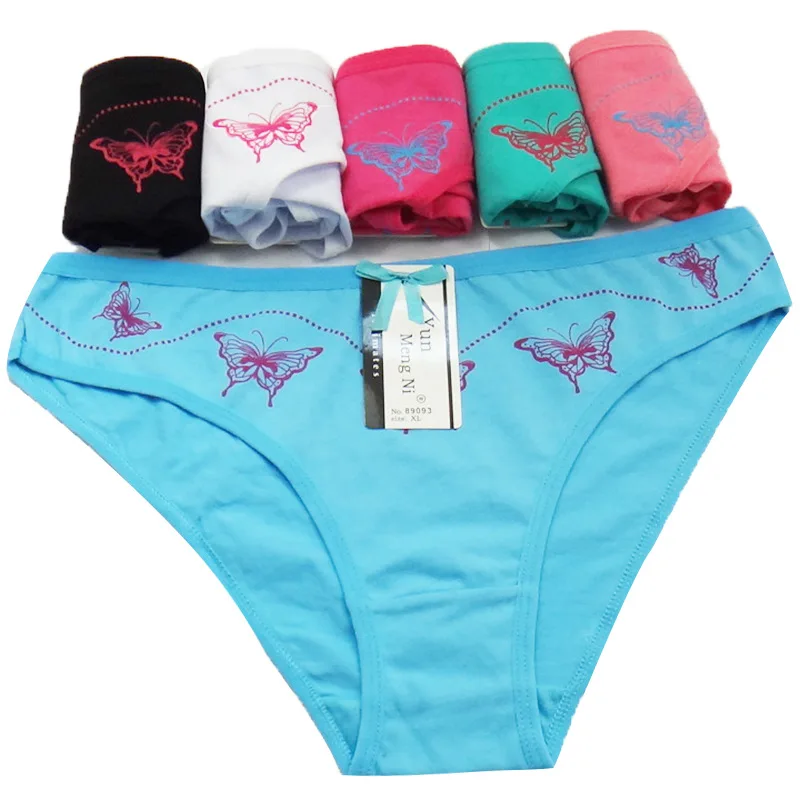 

Womens Panties Cotton Low Rise Printed Briefs Cotton Butterfly Printed Underwear Women's Cheeky Panty 4pcs M L XL