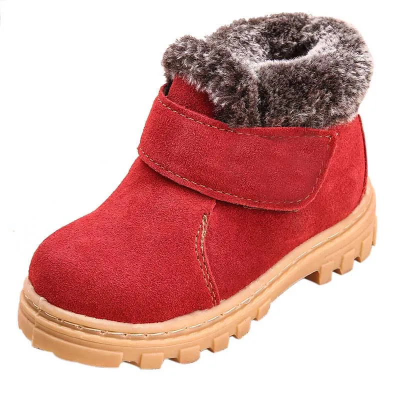 Детские зимние ботинки для мальчиков и девочек ботильоны Повседневное кроссовки для детей Мартинсы Туфли без каблуков Оксфорд замши кожаная обувь CSH269 - Цвет: Красный
