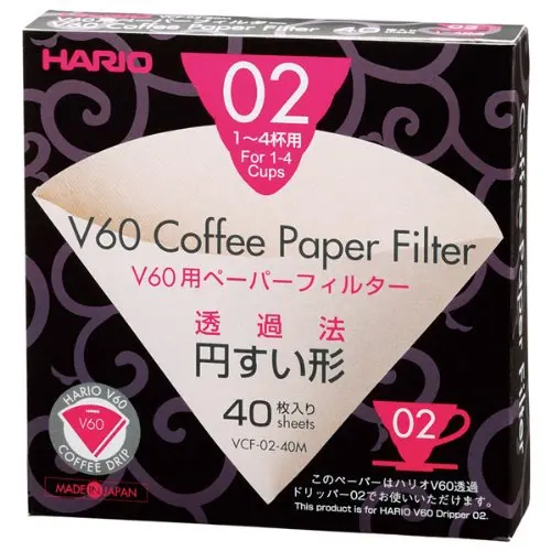 

FeiC Hario 02 40-Count Coffee Natural Paper Filters No bleach for 4 cups for Barista VCF-02-40M