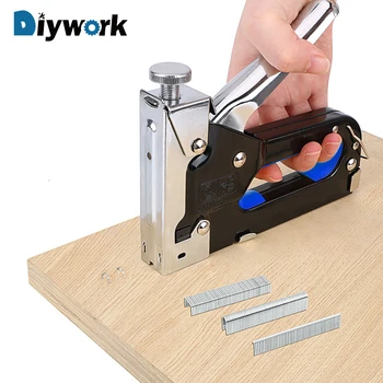 

DIYWORK Heavy Duty Nailer Riveter Tool Tacker Manual Nail Gun Furniture Multi-function Stapler Carpentry Tools 600Pcs Staples