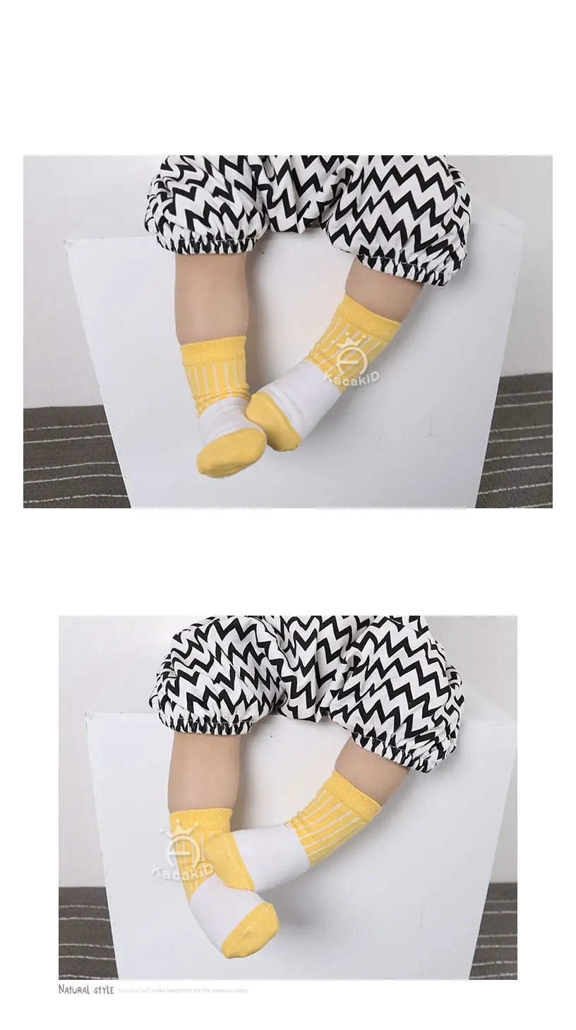 Kacakid 2024 New Stripe Color Patchwork Non Slip Boys Girls Cotton Socks Cheap Stuff Meias Infantil Kids Socks 0-4 Years 10