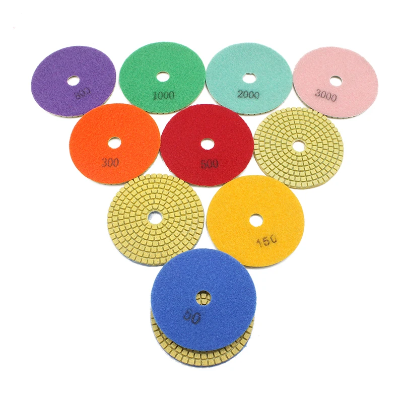 11Piece 4inch Grits50 3000 Flexible Diamond Wet Polishing Pads For