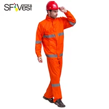 Флуоресцентный Оранжевый Детская безопасность raingeздравствуйте AR hi Vis Rainsuit водостойкая парка с капюшоном и брюки для девочек со светоотражающей лентой