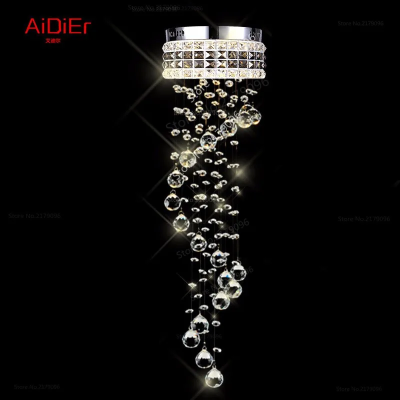 Современная простая хрустальная люстра длинная лестница с двойной завиткой