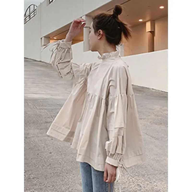 

Korean Style Woman Blouse Daily Elegant Buff Bow Loose Causal Shirts 2019 Summer Bohemian High Street Beach Femme Fashion Tops