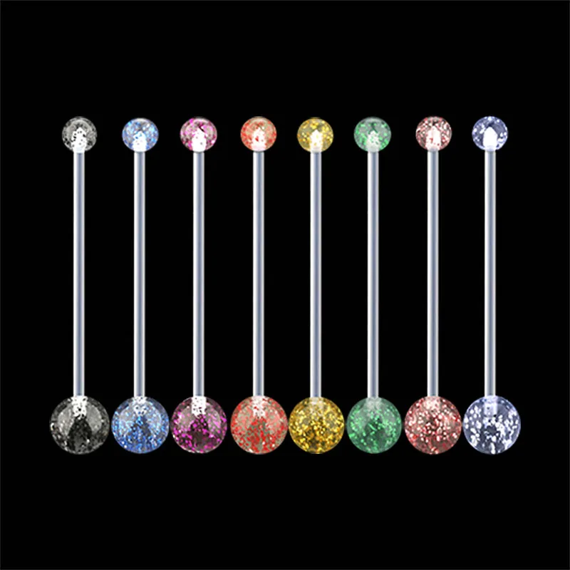 8Pieces Glitter Belly Button Rings Navel Piercing Bio-plastic Soft Bars 14G Mix Colors Body Pircing Jewelry Anti-allergic New