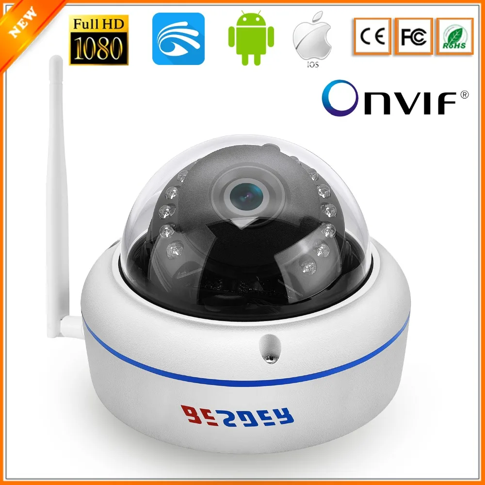 

BESDER Wireless 1080P IP Camera Vandal-proof Security Dome Camera WiFi Night Vision Motion Detect ONVIF Yoosee ONVIF RTSP P2P