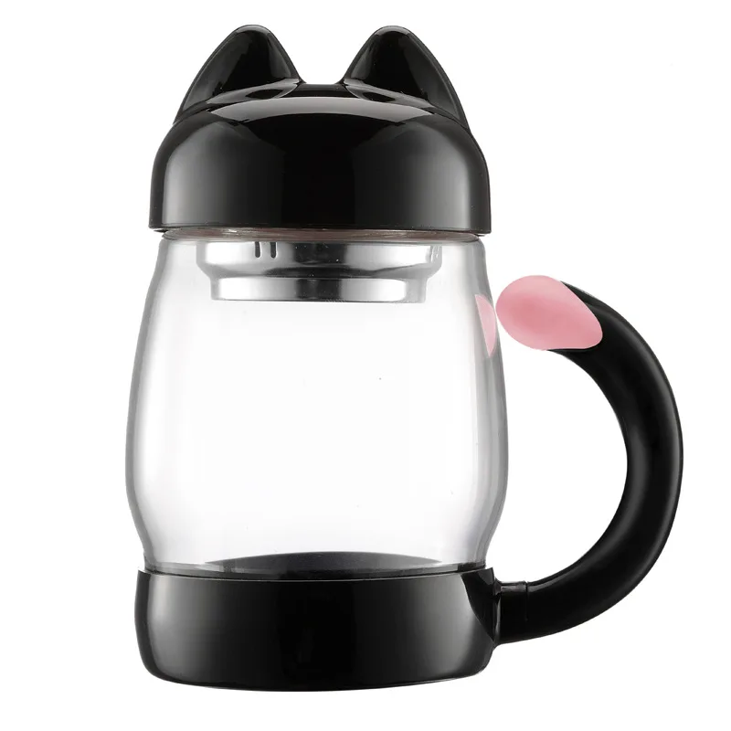 Buy 420ml New Cute Cat Glass Bottle With Filter Coffee Tea Drinkware Bottle