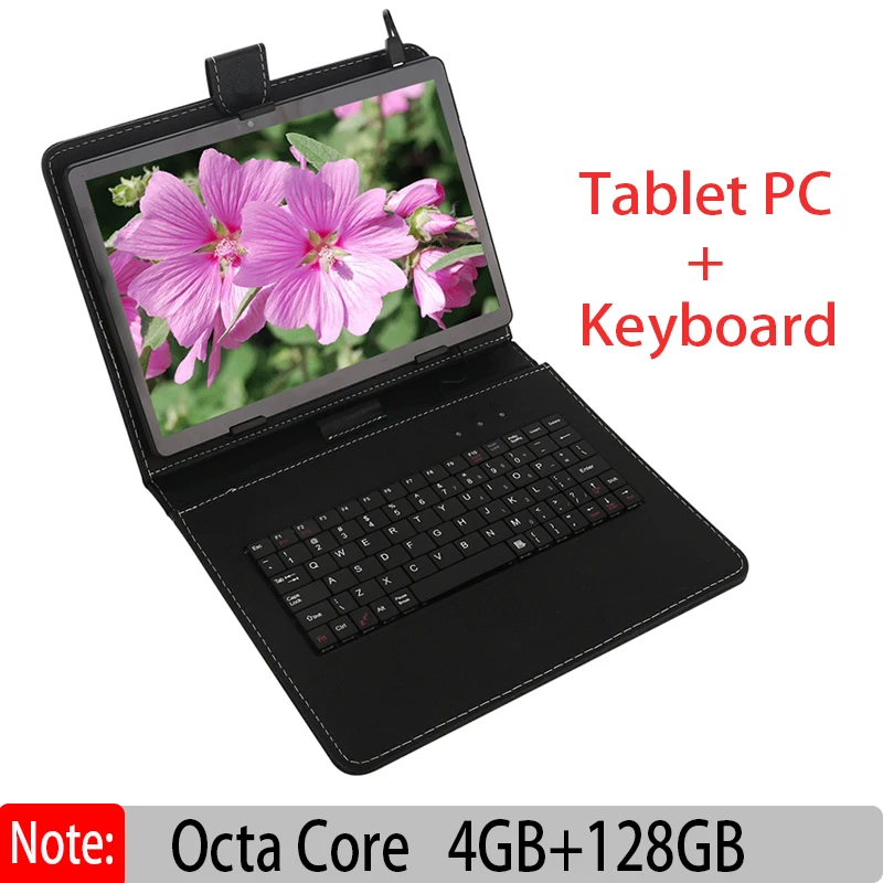 

Original New 10 Inch Android Tablet PC Octa Core 4GB 128GB with Google Plya WiFi Phone Call 3G ADD Keyboard Leather Case Tablets