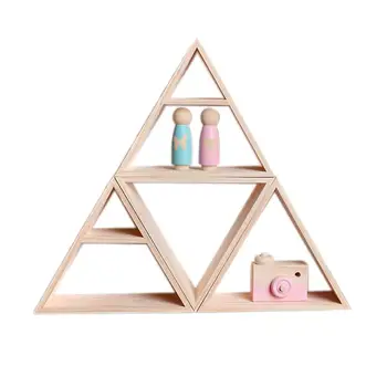

1pcs Triangle Wooden Shelf For Bedroom Living Room Floating Shelf Storage Display Book Office Children House Decoration S3