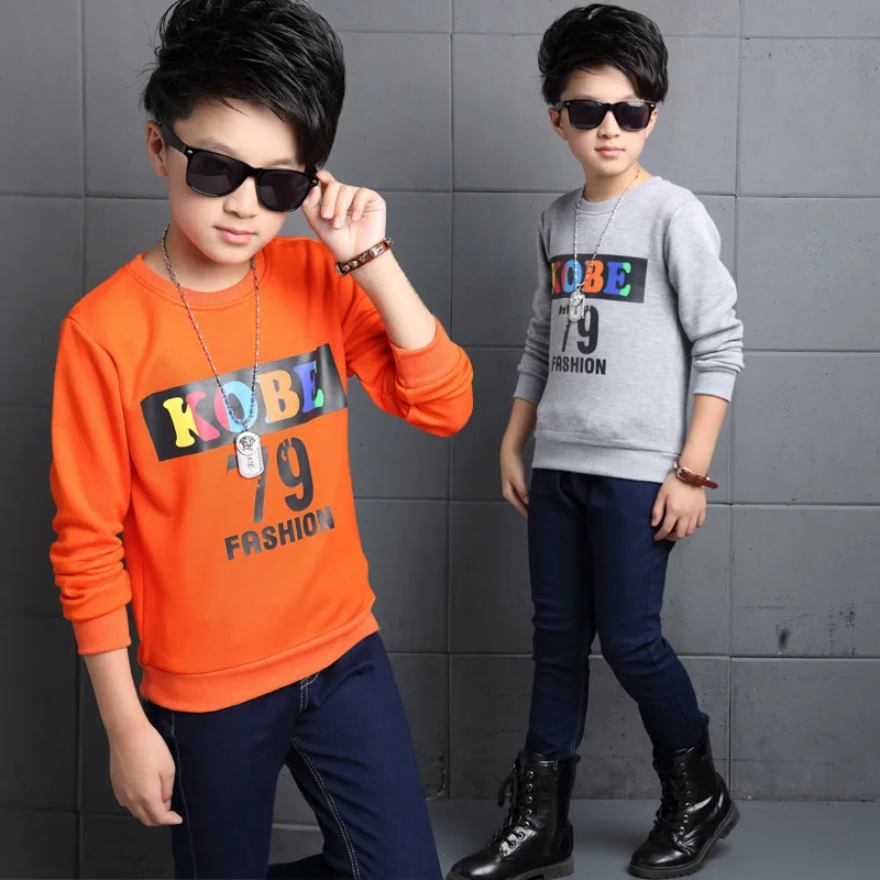 

2016 Limited Children's Clothing Han Edition Color Boy T-shirt Qiu Dong Outfit New Cuhk Letters Render Unlined Upper Garment