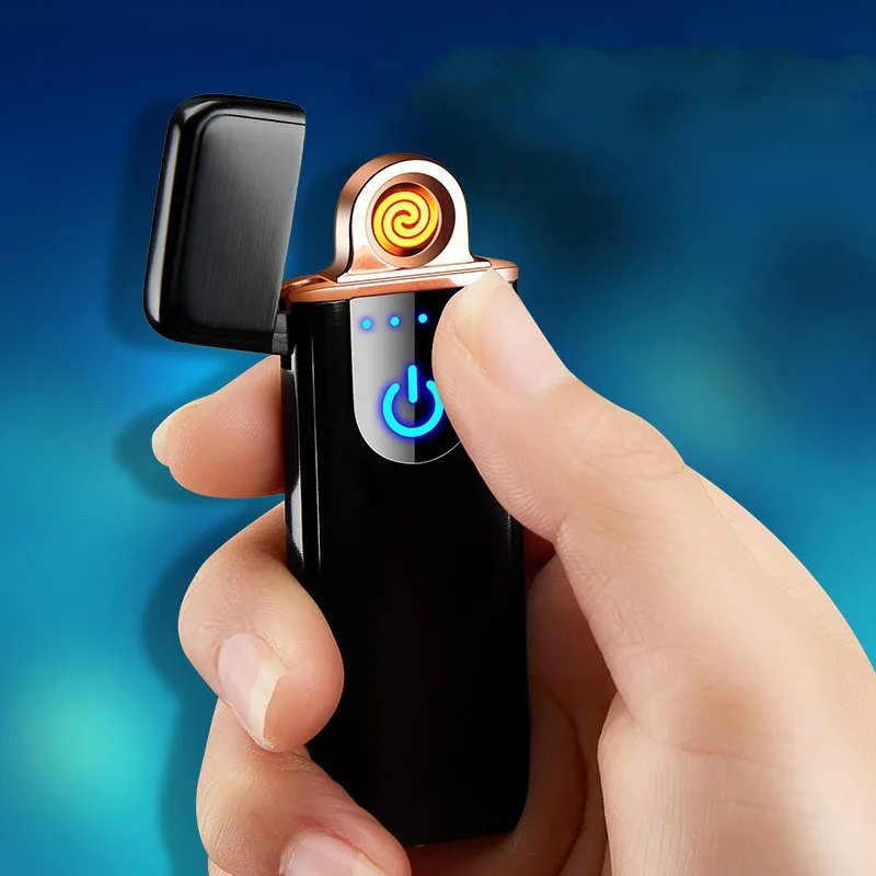 2019 тонкая зажигалка с usb зарядкой для электронных сигарет сенсорным экраном