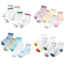 5 пар/лот детские носки для мальчиков и девочек хлопковая летняя Обувь с дышащей сеткой носки детские мягкие Chirldren носки антискользящий для детей ясельного возраста
