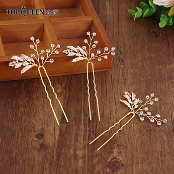 

TOPQUEEN HP61 Bridal Headpieces Accessories Wedding Hair Pins Headdress with Diamond Gold Girl Tiara Princess Fast Shipping