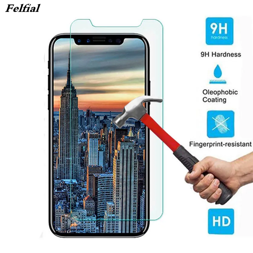 

Felfial 9H Premium Tempered Glass Screen Protector Guard Shield Saver For Apple iPhone X XR XS XSMAX 8 8+ 7 7+ 6 6s 5 5s 5c SE