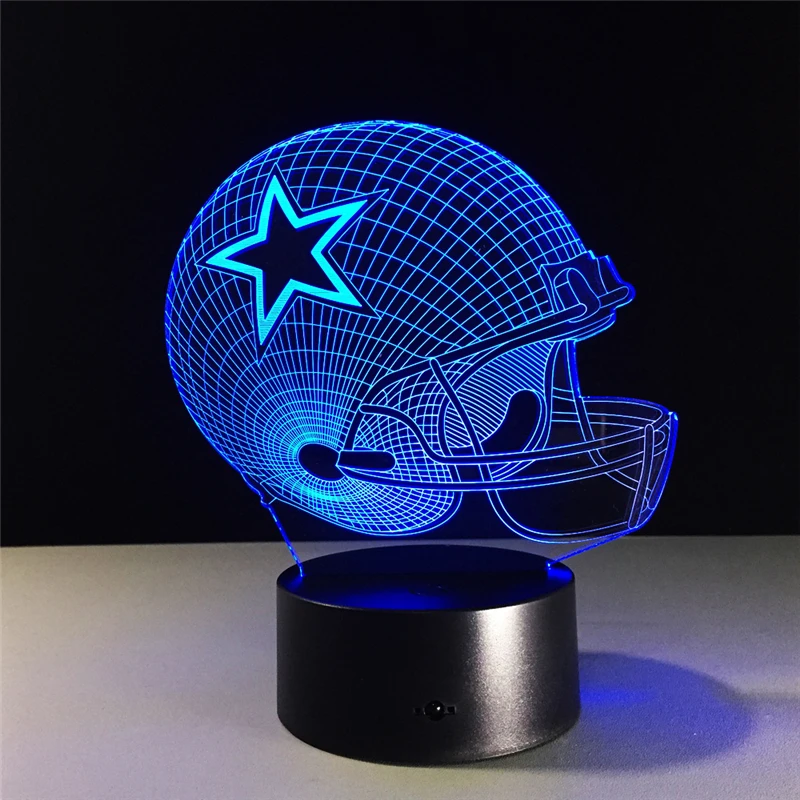 Dallas Cowboys casco lamparas 3d led lámpara 7 colores cambio acrílico USB LED lámpara de mesa niños regalo creativo noche lámpara decoración del hogar Dallas Cowboys casco lamparas 3d led lámpara 7 colores cambio acrílico USB LED lámpara de mesa niños regalo creativo noche lámpara decoración del hogar
