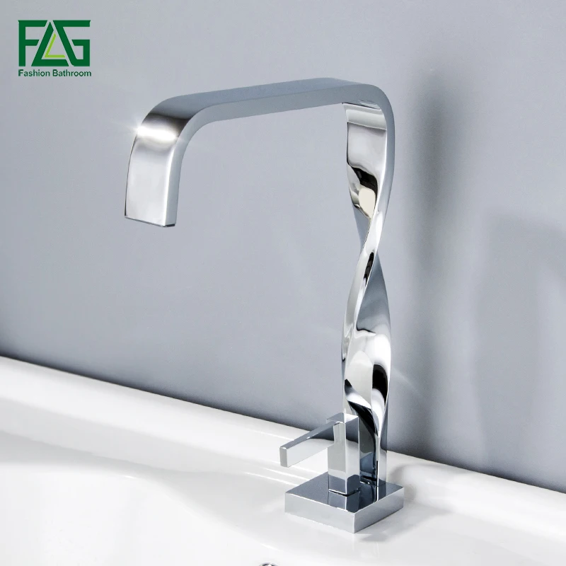 

FLG Basin Faucets Chrame Finish Deck Mounted Bathroom Faucet Cold Hot Basin Mixer Taps Single Handle Torneira 689-11C