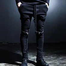 27-44! Новая Осенняя мужская одежда, повседневные брюки, индивидуальная молния, украшение, конические узкие брюки, большие размеры, мужские брюки