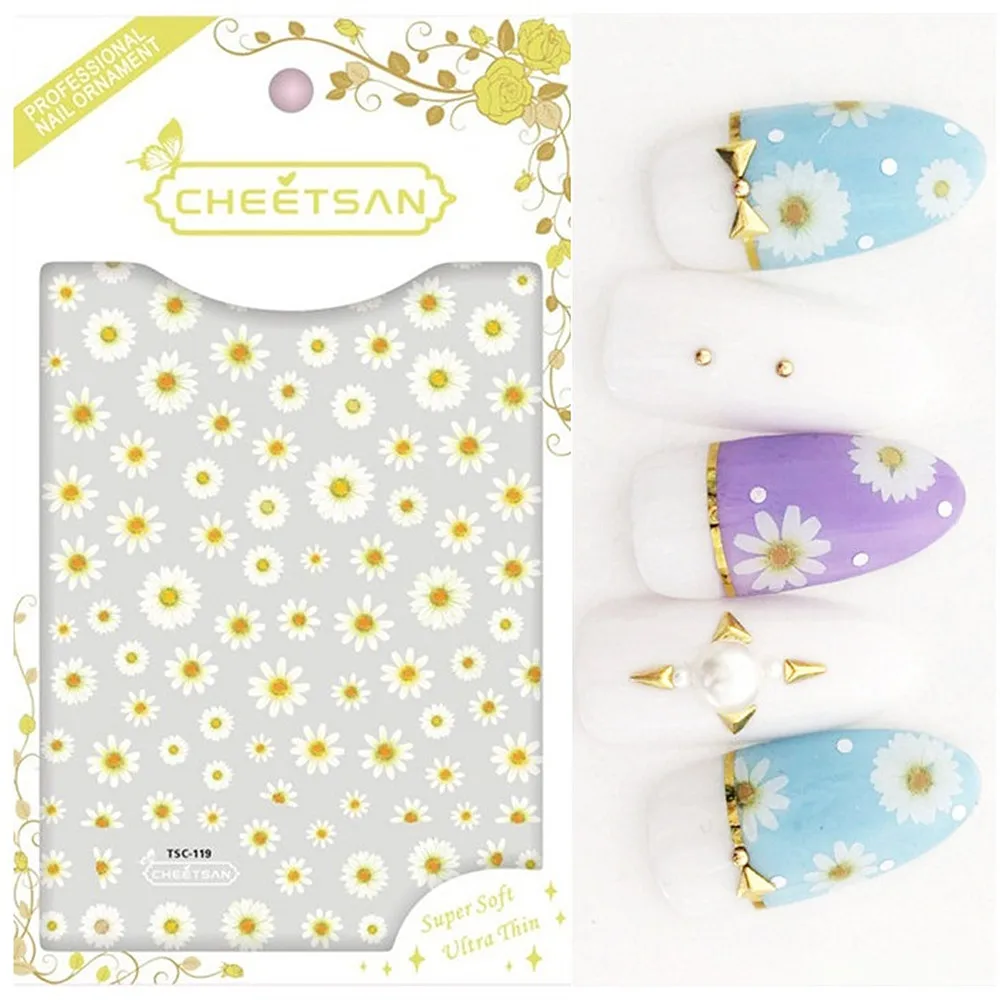 TSC 119 Cheetsan бренд подсолнухи 2018 новейшие 3d дизайн ногтей переводные наклейки на