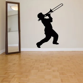 

Trombone Trumpet Removable Wall Stickers for Living Room Wallpaper Home Decoration Wall Decals Bedroom Boys Music Art Decor L263