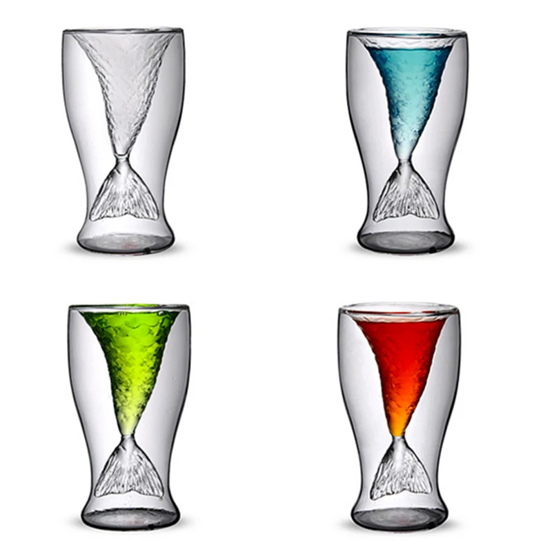 

Creative Crystal Mermaid Tail Cocktail Cup Transparent Glass Fish Tail Practical Creative Wine Cup Heat-resisting Glass Bar Cups