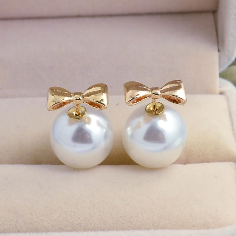 Nova moda j ias 16 mm double side arco p rola do parafuso prisioneiro brinco presente