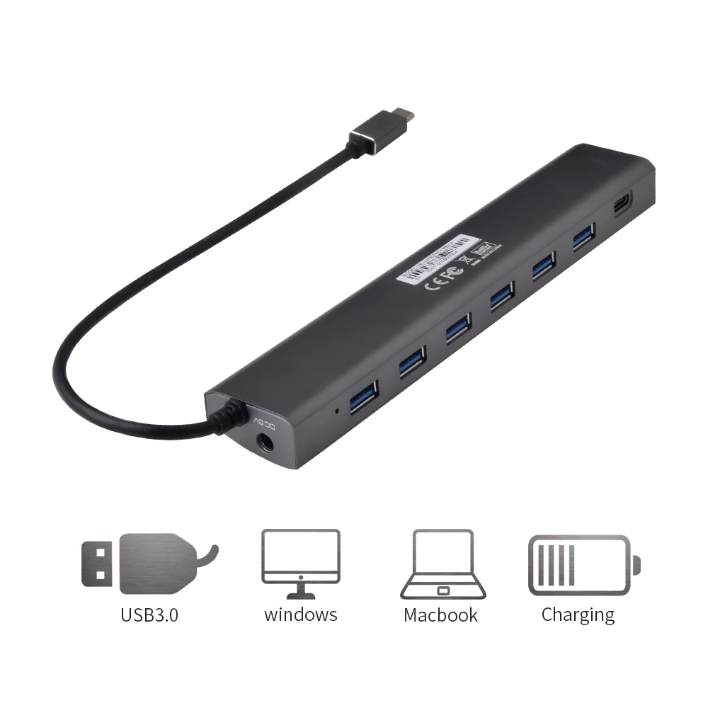 USB Hub 3 0 Высокоскоростной 7 портовый Алюминиевый C концентратор с 5 В/4A адаптером