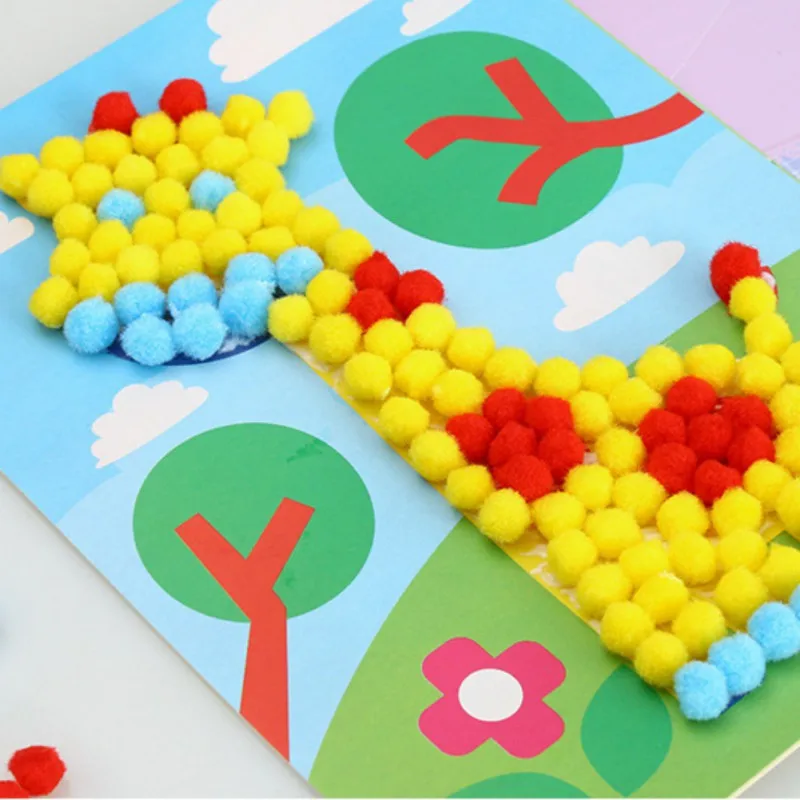 DIY креативные наклейки ручной работы с плюшевыми шариками, детские украшения, красочные художественные мероприятия в детском саду, игрушки, HS